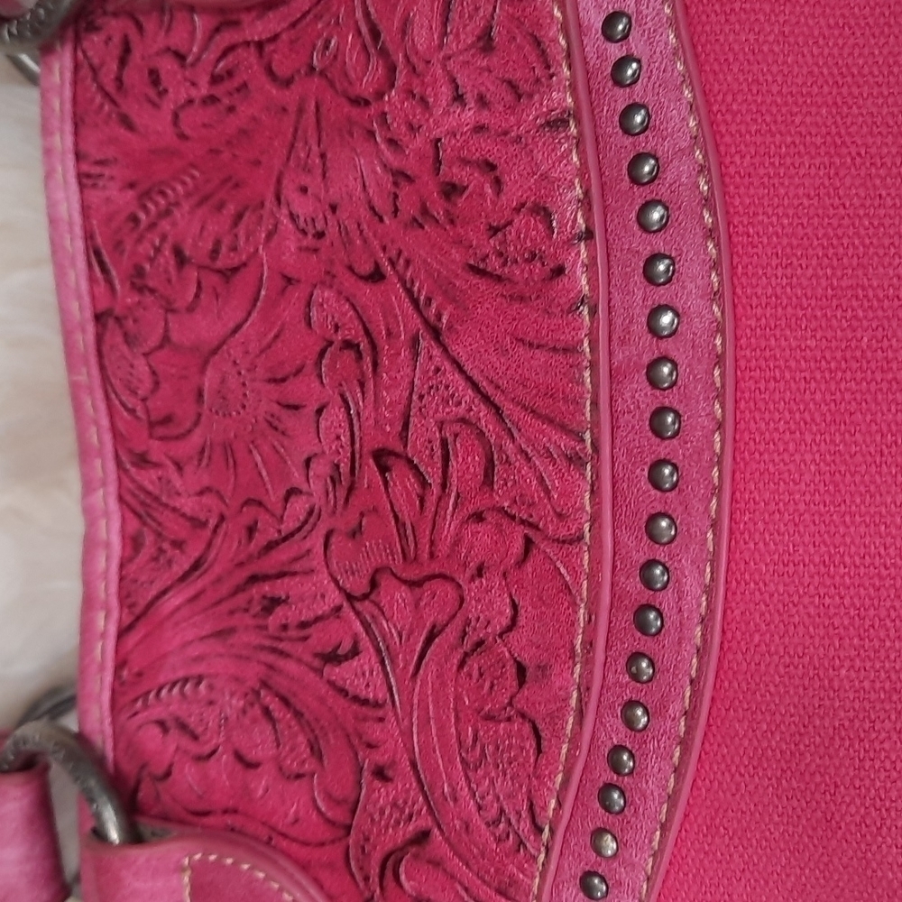 Montana West American Bling Pink Leather & Canvas Purse - Picture 2 of 7